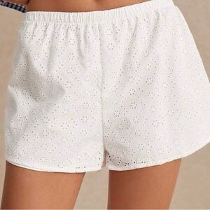 White Eyelet Elastic-Waist Women’s Shorts